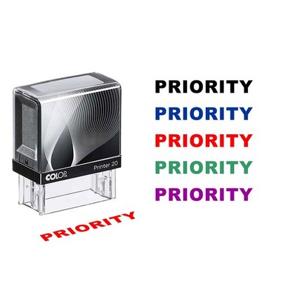 Priority Self-Inking Stamp   9/16'' x 1-1/2'' Impression Office Stock Rubber Stamp