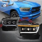 LED Sequential Signal Projector Black/Clear Headlights for Ram 1500 2019-2024