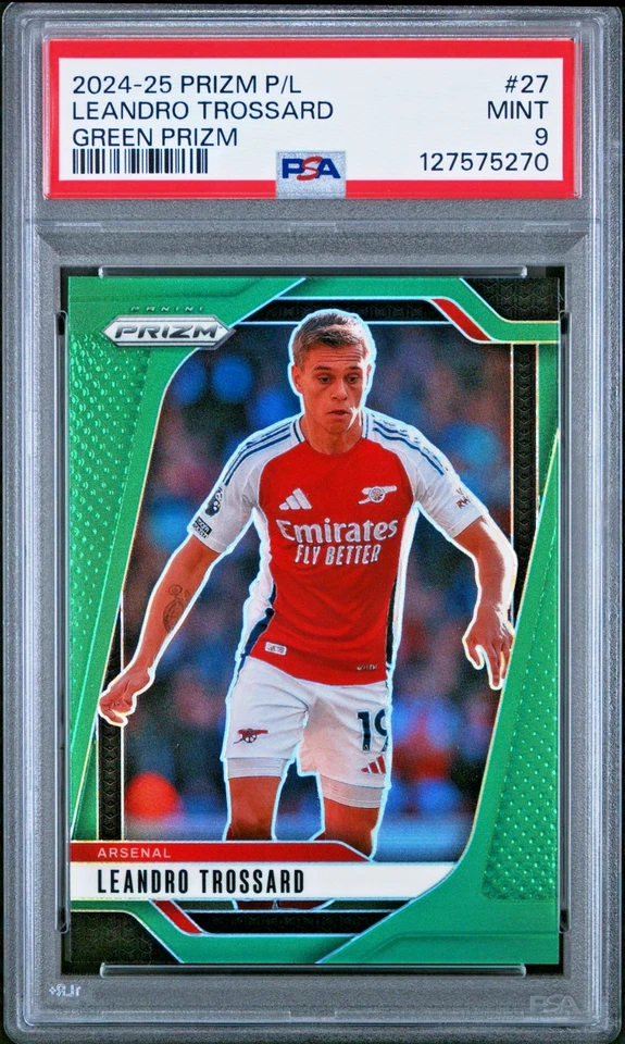 2024-25 Panini Prizm EPL - Leandro Trossard #27 Green Prizm /5 PSA 9 SP Arsenal - Image 3 of 3
