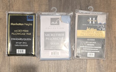 New Queen Pillowcase Sets Assorted Brands 1 Blue Set And 2 Gray Sets. 6 Total
