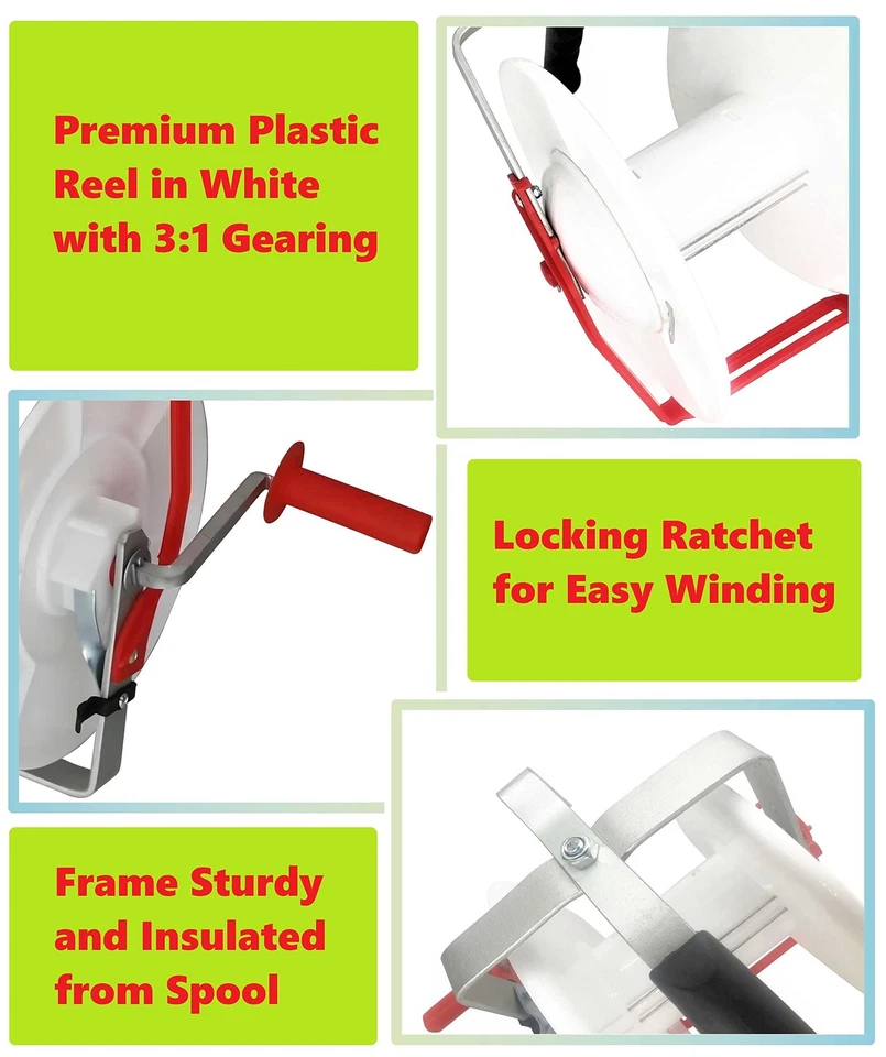 Paquete de 1 carrete estándar de cercas eléctricas con engranajes 3:1 para tu cerca eléctrica Foto 2 de 4