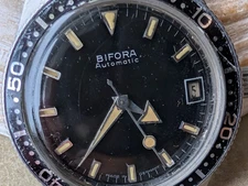Vintage 1960's Bifora All SS German 20 ATM Skin Diver w/Patina FOR PARTS/REPAIR