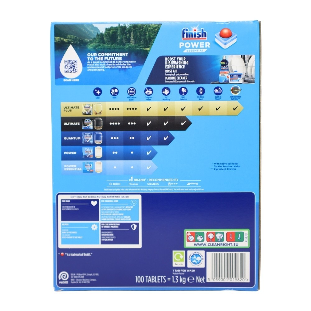 Finish Powerball Power Essential Dishwasher Tablets, Fresh, 100 Tabs Mega Pack