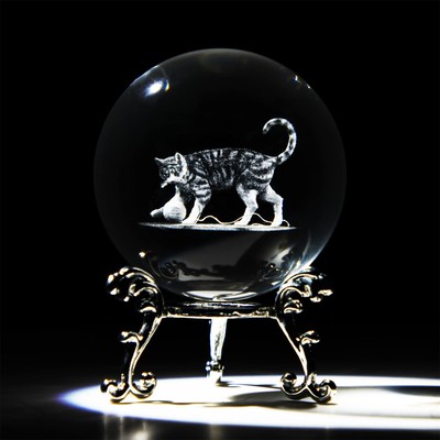 HDCRYSTALGIFTS 3D Crystal Ball with Silver-Plated Flowering Stand 2.4inch Laser