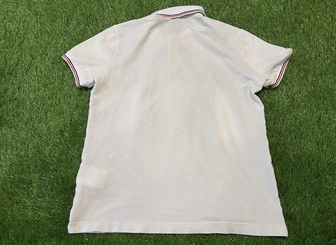 Moncler - White Tipped Piqué Short-Sleeve Cotton Polo Shirt - Men’s Size MED thumbnail 8
