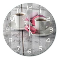 Glasuhr Glas-Wanduhr Ohne TickgeräUsche Kaffee Und Kekse WeißE Zeiger Fi60 Cm