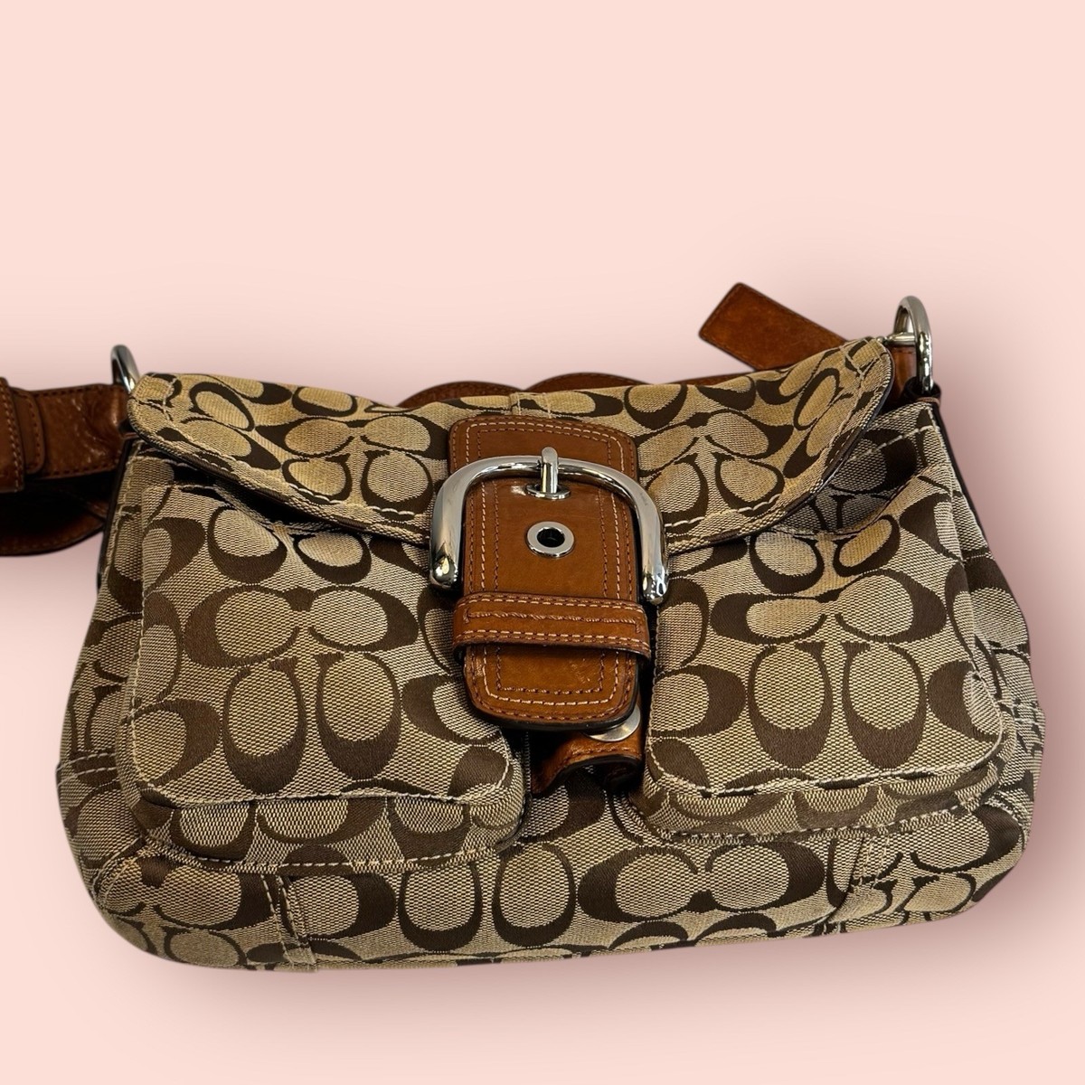 COACH Y2K Vintage Soho Medium Buckle Flap Signature C Shoulder Bag