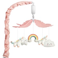 Crib Mobile for Girls - Pink and White Unicorn  Weather Theme, Mobile for Cr...