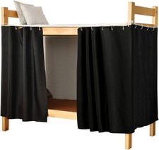 Thickened Breathable Blackout Bunk Bed Curtains for Twin Bottom Home Dorm Black