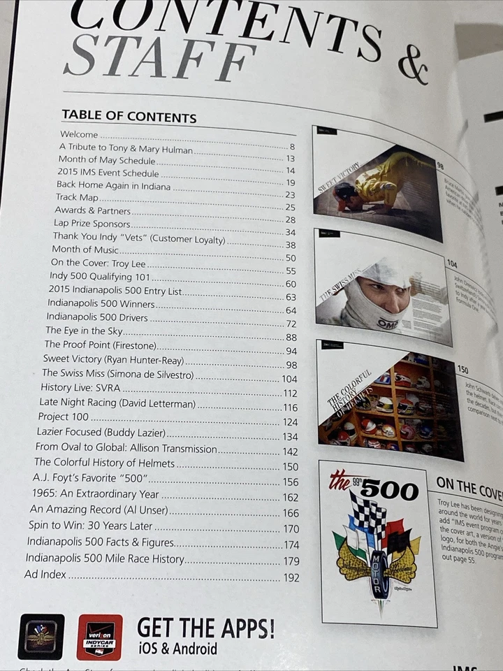 Indianápolis 500 2015 99th Runing Program con inserción de alineación inicial Foto 3 de 4