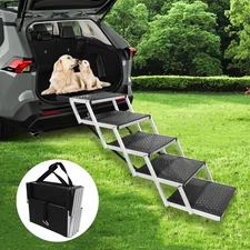 PENSUN Dog Stairs with Nonslip Surface Portable Folding Pet Ramp for Car, SUV...