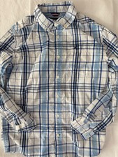 TOMMY HILFIGER blue plaid long sleeve shirt Boy's L 16/18