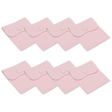 8 Pcs 4x4 Inch Jewelry Pouches, Velvet with Snap Button for Rings Light Pink