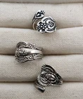 Lot of 3 Vintage Sterling Silver Spoon Style Rings