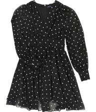Tommy Hilfiger Womens Chiffon Polka Dot Fit & Flare Dress, black, 12