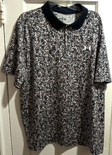 UNDER ARMOUR Loose Fit Short Sleeve Polo Shirt Navy Blue Floral Sz 2XL NWT