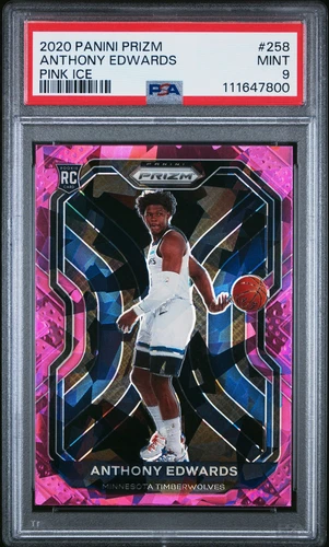 PSA 9 2020 Panini Prizm Anthony Edwards Pink Ice Rookie RC #258
