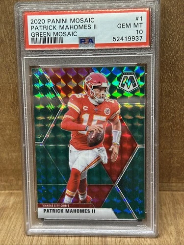 Patrick Mahomes II Chiefs 2020 Panini Mosaic #1 Green Mosaic Prizm PSA 10