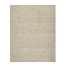 7'9" x 9'8" Bone White Pure Wool Plain Design Hand Knotted Oriental Rug R91341