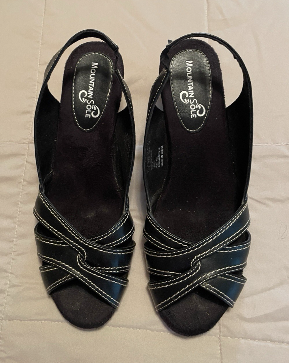 SAOLA Sandali donna con zeppa punta aperta 3 cinturini suola montagna misura 7 5 neri