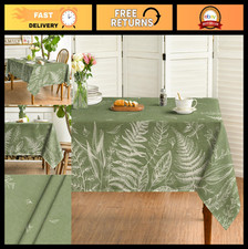 60x84 Inch Rectangular Green Fern Tablecloth - Washable Table Cover for Party, P