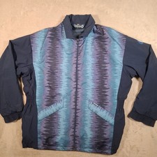 Sunderland Jacke Herren Large blau wasserdicht Golf Windbreaker Vintage Full Zip