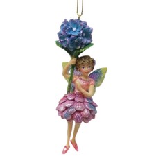 December Diamonds Winter Fairy with Blue Hydrangea Ornament Xmas Gardens