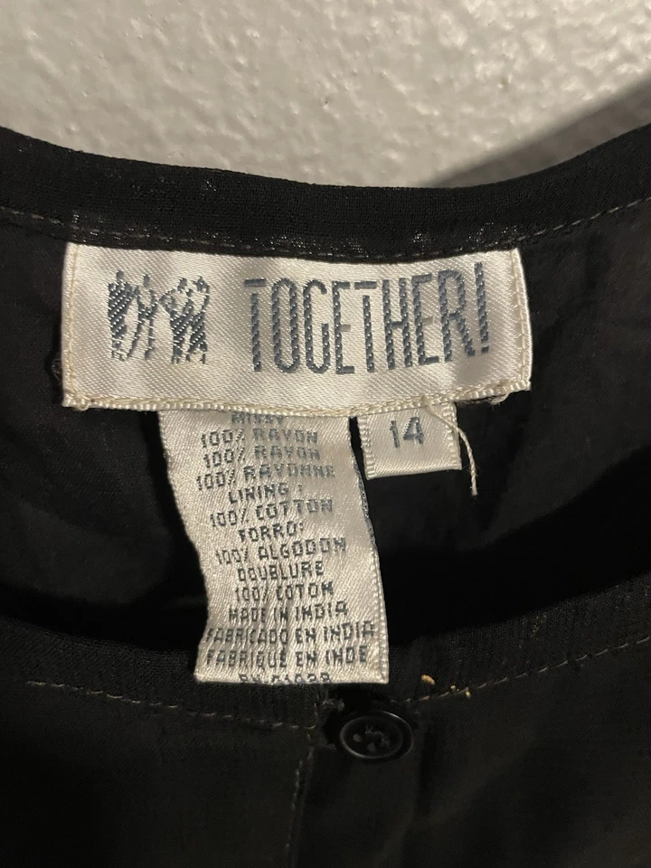 Vestido maxi feminino vintage tamanho 14 preto dourado floral capricho bruxa anos 90 Y2K - Imagem 3 de 4