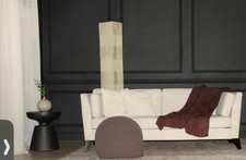New Le Pouf Dark Brown Chunky Knit Cotton Pouf Ottoman Footrest 21 x21x 18