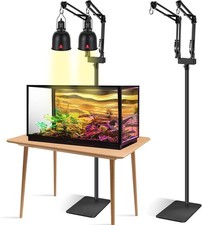 Dual Reptile Lamp Stand Reptile Light Stand with 2 Brackets Height Adjustable ..