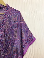 Satin Kaftan Purple Luxurious Boho Maxi Dress Resort Wear Nightgown MFN1061