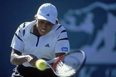 Chanda Rubin swings for the ball in the match v Lindsay Davenport - Old Photo