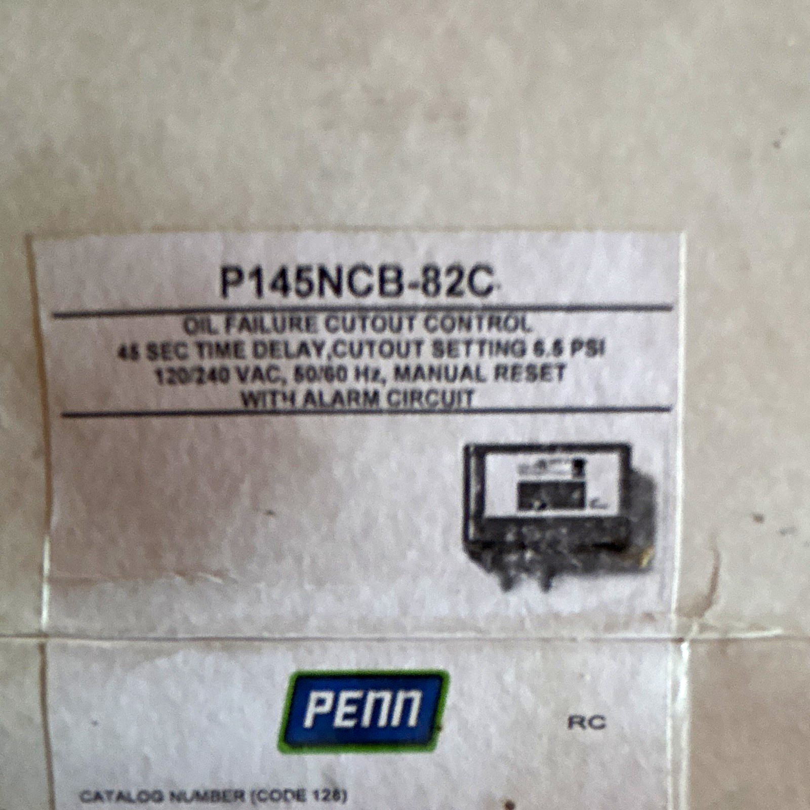 PENN P145NCB-82C Oil Pressure Cutout Control 120-240VAC Manual Reset