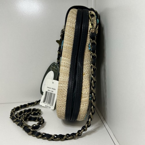 Mary Frances Unplugged Cream Woven and NWT Turquoise Beaded Guitar Bag *RARE - Picture 22 of 23