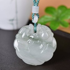 Chinese Natural Jade Jadeite Hand-carved Exquisite Beast Face Lock Pendant 1009