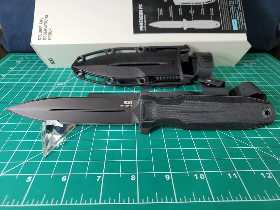 Básculas de mango extraíbles SOG Pentagon FX Blackout G-10 y hoja fija doble filo Foto 2 de 4