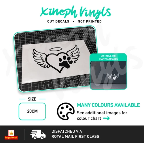 Paw angel wings vinyl sticker decal paws cat dog memory memorial car van window