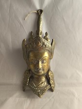 Brass Guru Rinpoche Padmasambhava Wall Hanging Mask – Tibetan Buddhist Decor