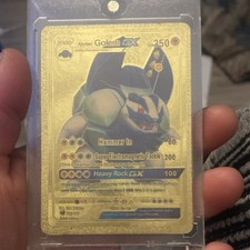 Pokémon Alolan Golem GX Gold Metal 102/111 250 HP 80/200/100 Power Card