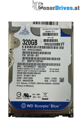 Western Digital WD3200BEVT-60A23T0 - 320 GB - SATA -Pcb. 2060-771672-004 Rev. A*