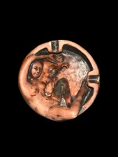 Vintage Art Nouveau Clay Nude Lady Ash Tray 