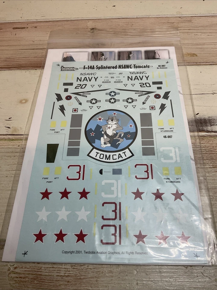 Twobobs Decals #48-007 F-14A SPLINTERED NSAWC TOMCAT, Super Rare. 1:48 Scale - Image 3 of 4