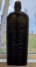 Dr. J. Hostetters Stomach Bitters Bottle 1880s Unusual Black Glass X On Base