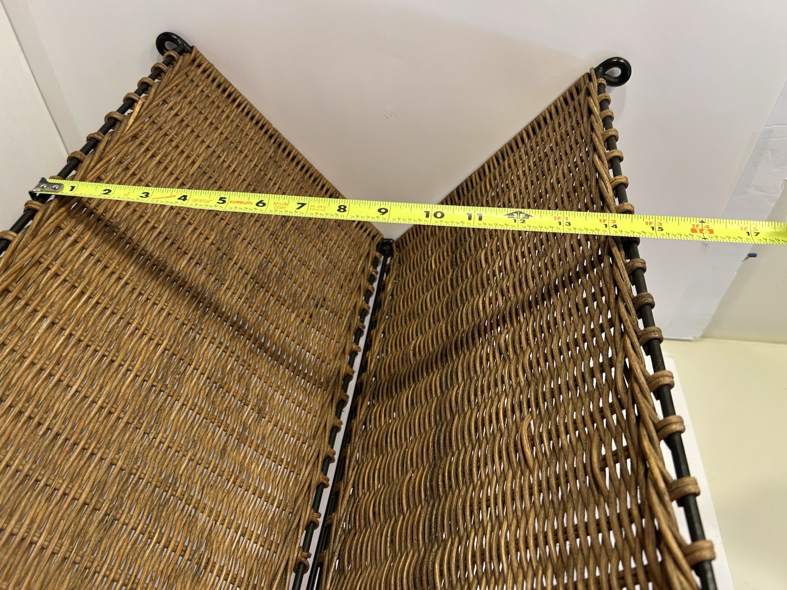 Vintage Mid Century Modern Magazine Holder Rattan Wicker Iron