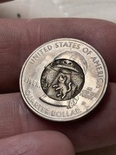 Moneda grabada en níquel HOBO arte popular grabado profundo gato abducción alienígena