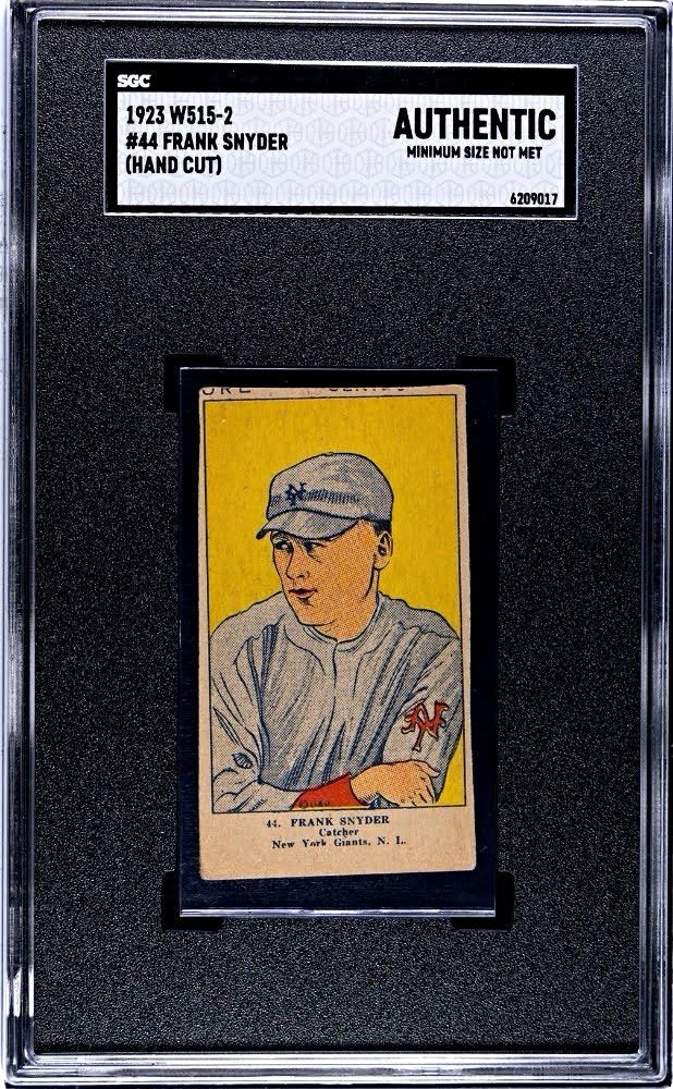 1923 W515-2 Frank Snyder #44 - New York Giants Hand Cut Baseball Card