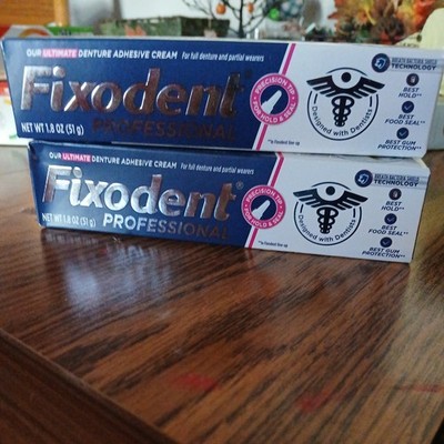 Lot Of 2 - Fixodent Professional Denture Adhesive Cream. 1.8oz ea. New!