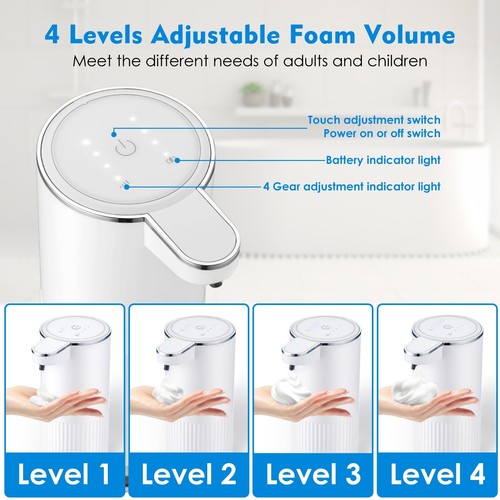 Automatic Foaming Soap Dispenser, 4-Level Adjustable Electric Foam Hand Soap ... - Picture 3 of 6