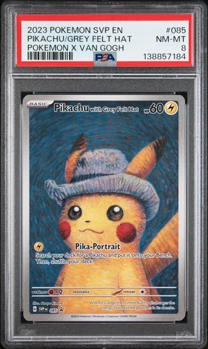2023 POKEMON SVP EN-SV BLACK STAR PROMO #085 PIKACHU WITH GREY FELT HAT PSA 8