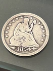 1854 P Mint with ARROWS SEATED LIBERTY QUARTER  Choice VG+ Coin